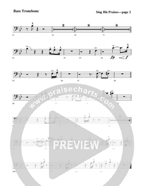 Sing His Praises Bass Trombone (Rick Muchow)