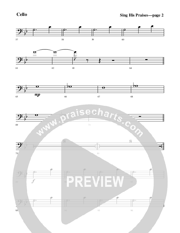 Sing His Praises Cello (Rick Muchow)