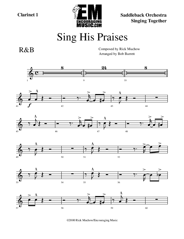 Sing His Praises Clarinet 1/2 (Rick Muchow)