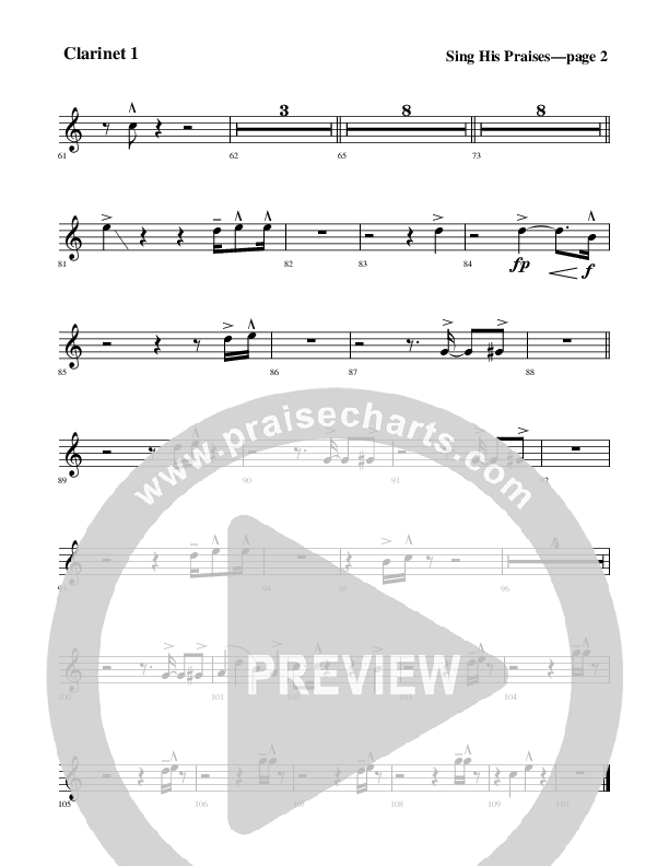 Sing His Praises Clarinet 1/2 (Rick Muchow)