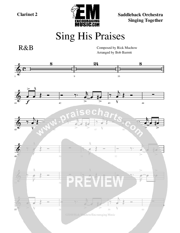 Sing His Praises Clarinet 1/2 (Rick Muchow)