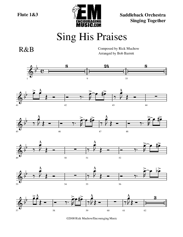 Sing His Praises Flute 1/2/3 (Rick Muchow)
