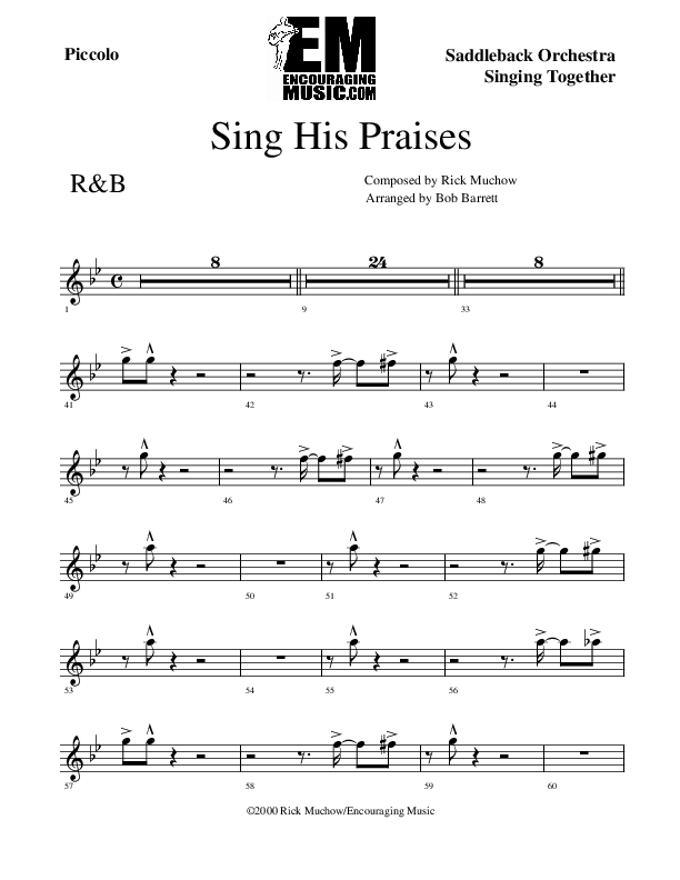 Sing His Praises Flute/Piccolo (Rick Muchow)