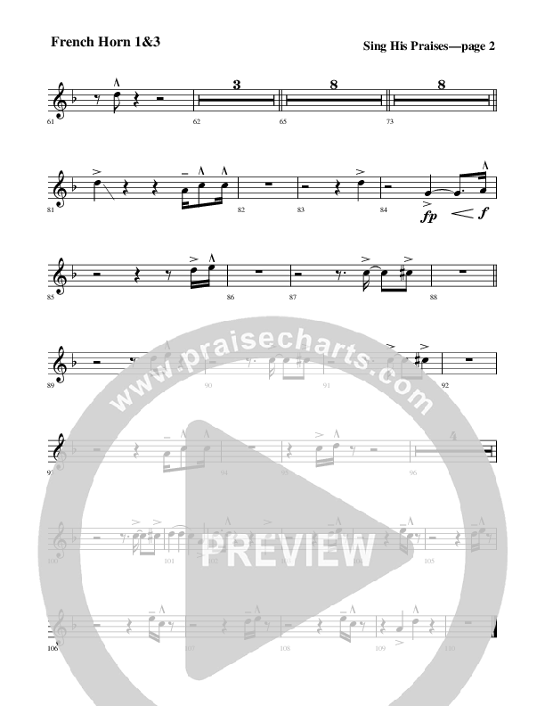 Sing His Praises French Horn (Rick Muchow)