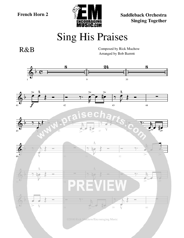 Sing His Praises French Horn (Rick Muchow)