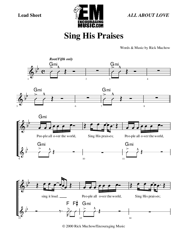Sing His Praises Lead Sheet (Rick Muchow)