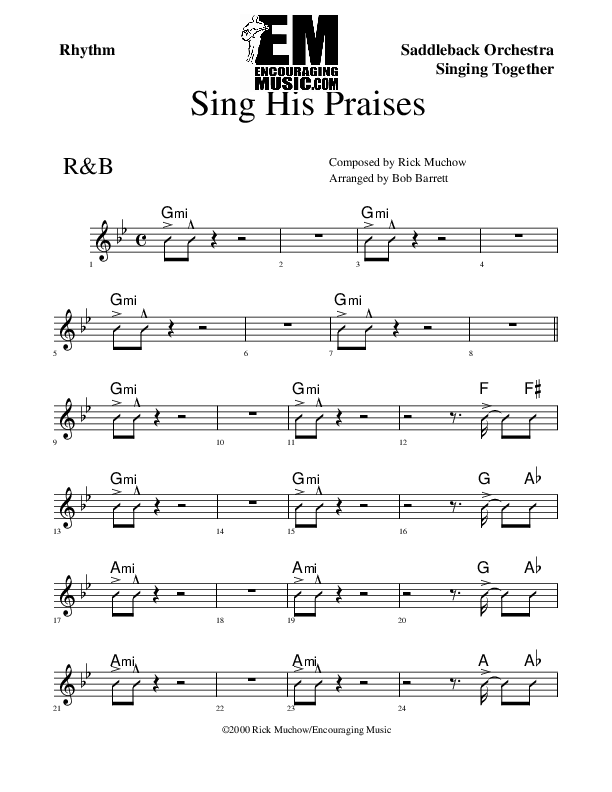 Sing His Praises Rhythm Chart (Rick Muchow)