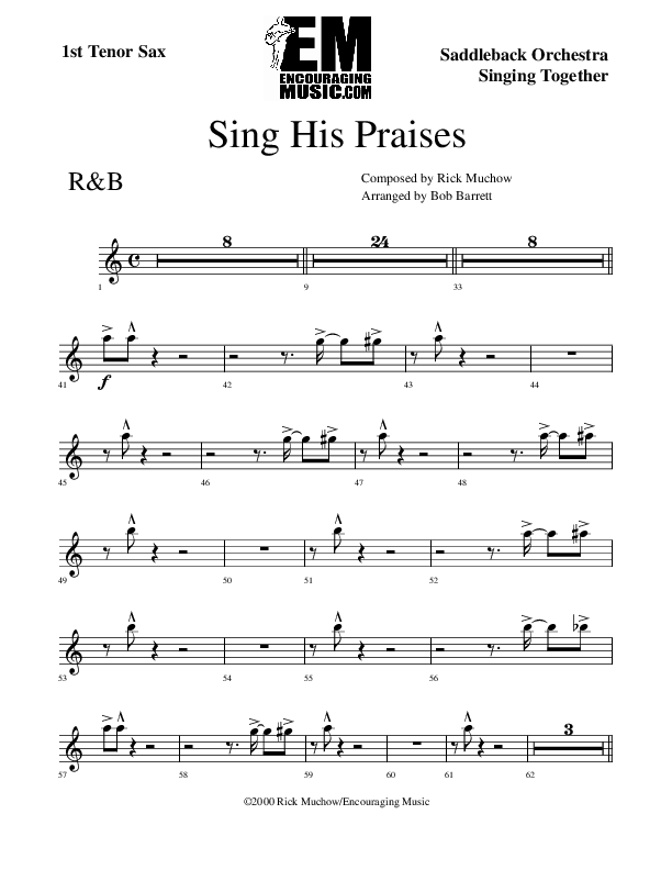 Sing His Praises Tenor Sax 1/2 (Rick Muchow)