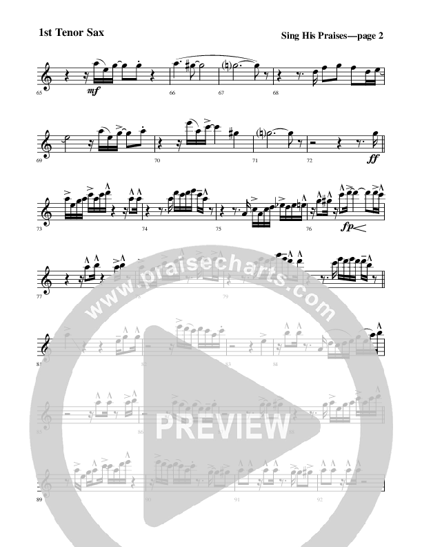 Sing His Praises Tenor Sax 1/2 (Rick Muchow)