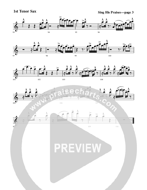 Sing His Praises Tenor Sax 1/2 (Rick Muchow)