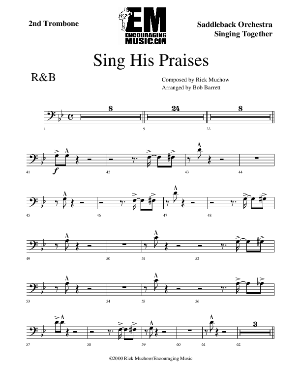 Sing His Praises Trombone 2 (Rick Muchow)