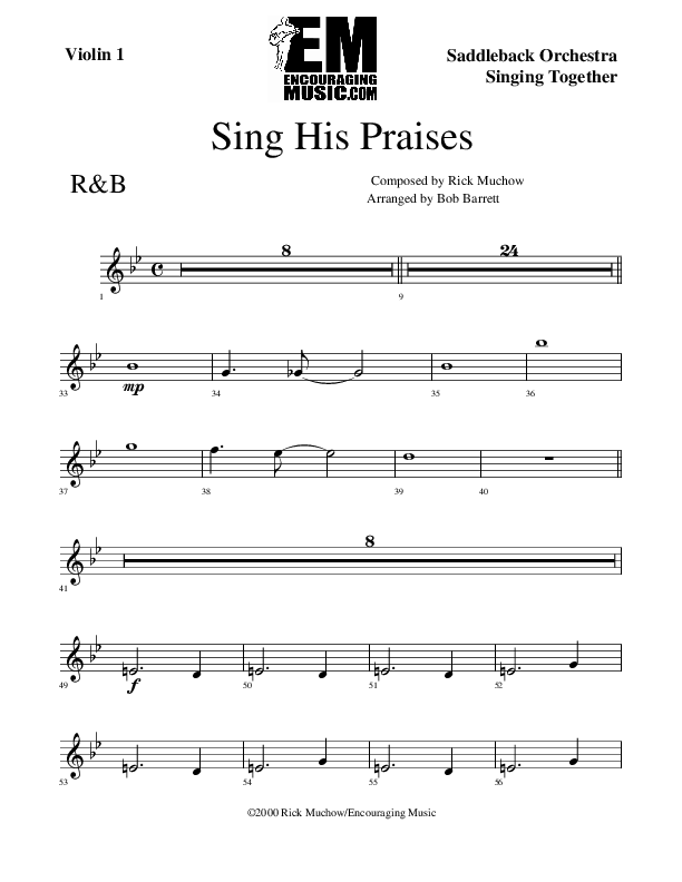 Sing His Praises Violin 1 (Rick Muchow)