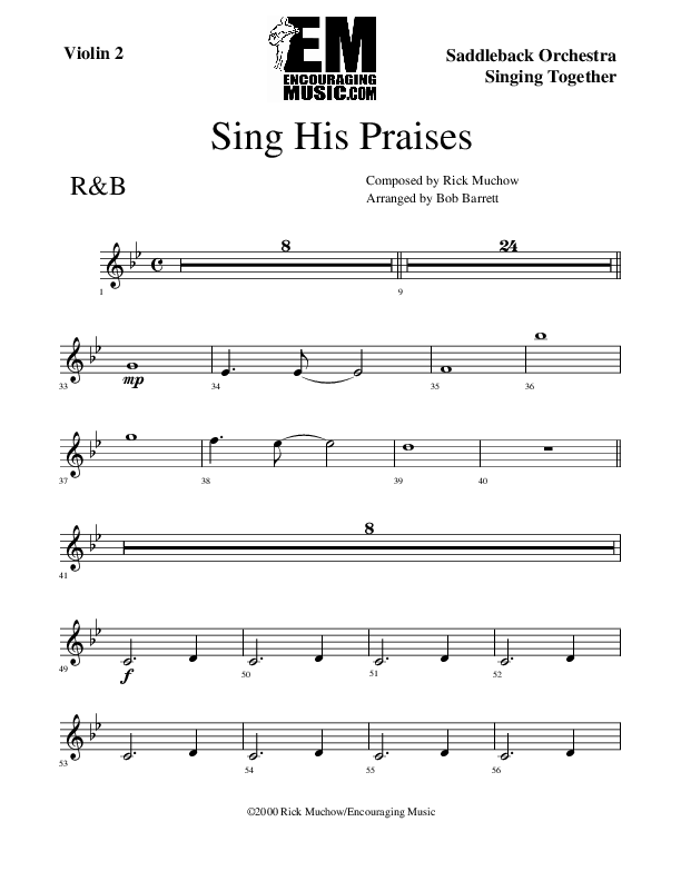 Sing His Praises Violin 2 (Rick Muchow)