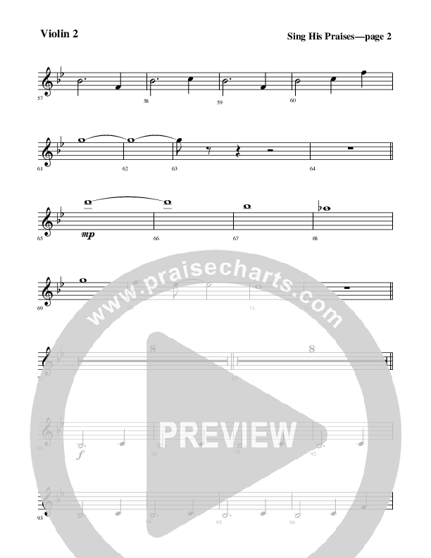 Sing His Praises Violin 2 (Rick Muchow)