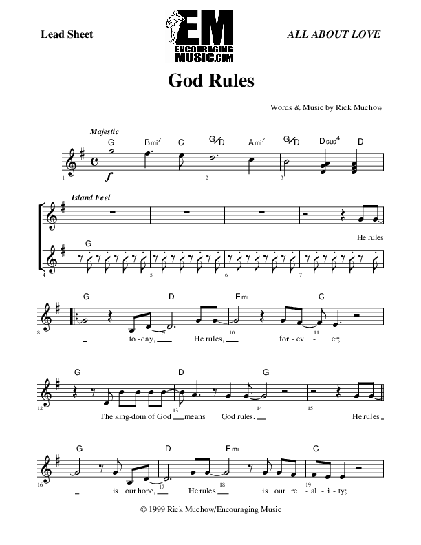 God Rules Lead Sheet (Rick Muchow)