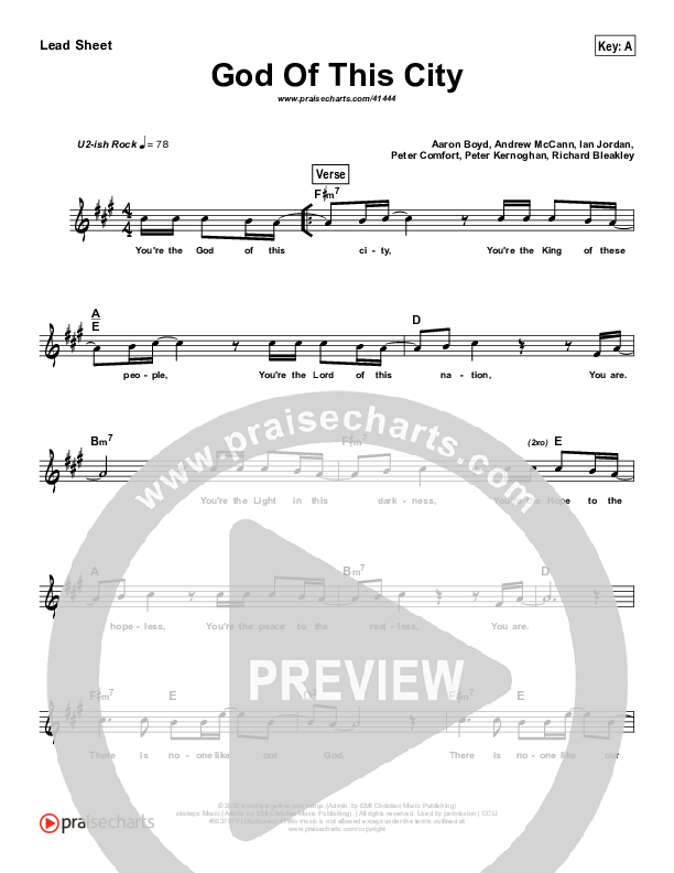 God Of This City (Simplified) Lead Sheet ()