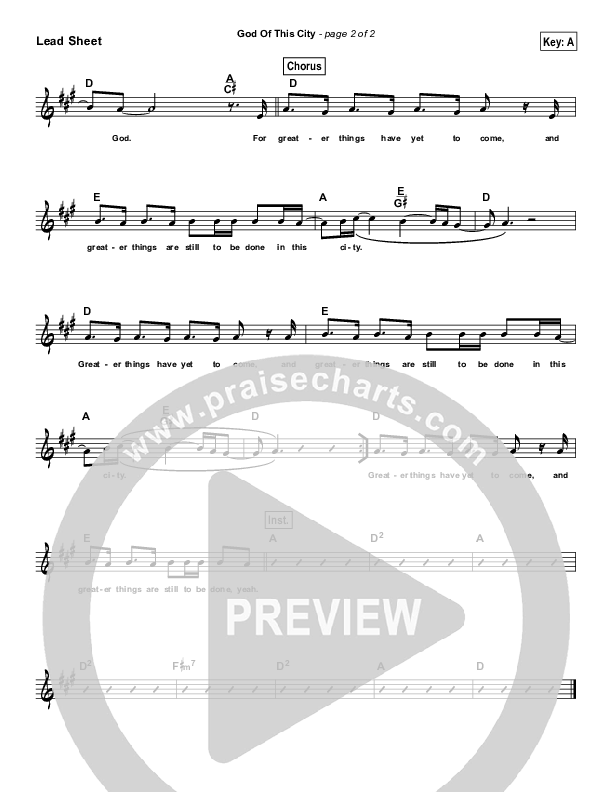 God Of This City (Simplified) Lead Sheet ()