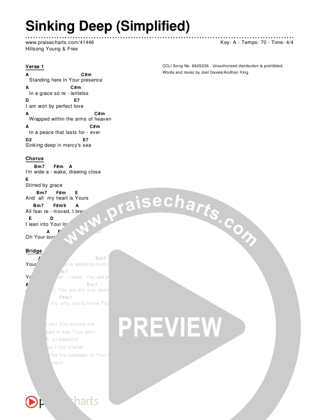 Sinking Deep (Simplified) Chord Chart ()