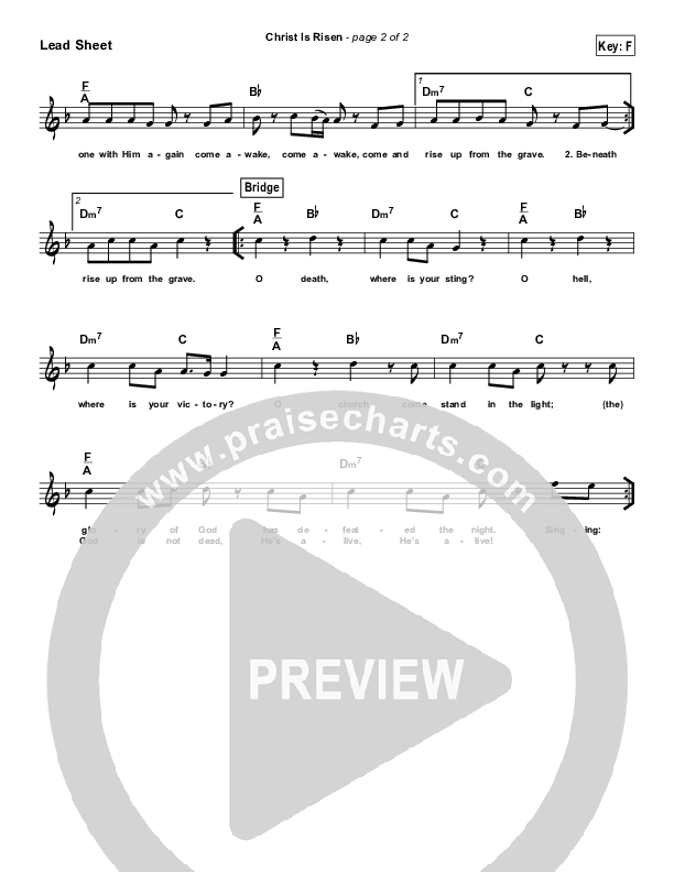 Christ Is Risen (Simplified) Lead Sheet (Matt Maher)