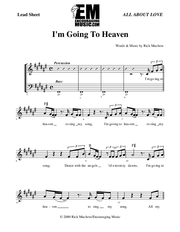 I'm Going To Heaven Lead Sheet (Rick Muchow)
