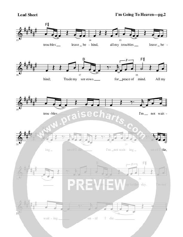I'm Going To Heaven Lead Sheet (Rick Muchow)