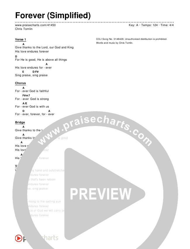 Forever (Simplified) Chord Chart ()