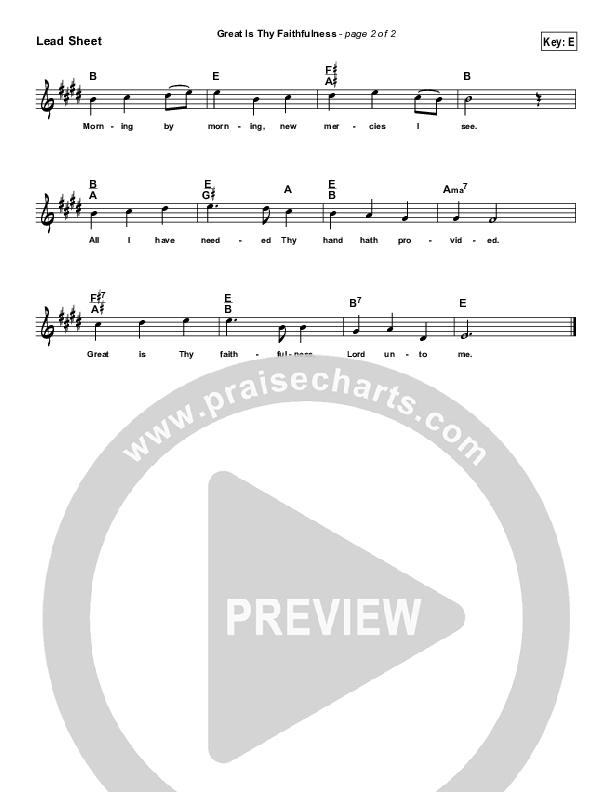 Great Is Thy Faithfulness (Simplified) Lead Sheet (Traditional Hymn)