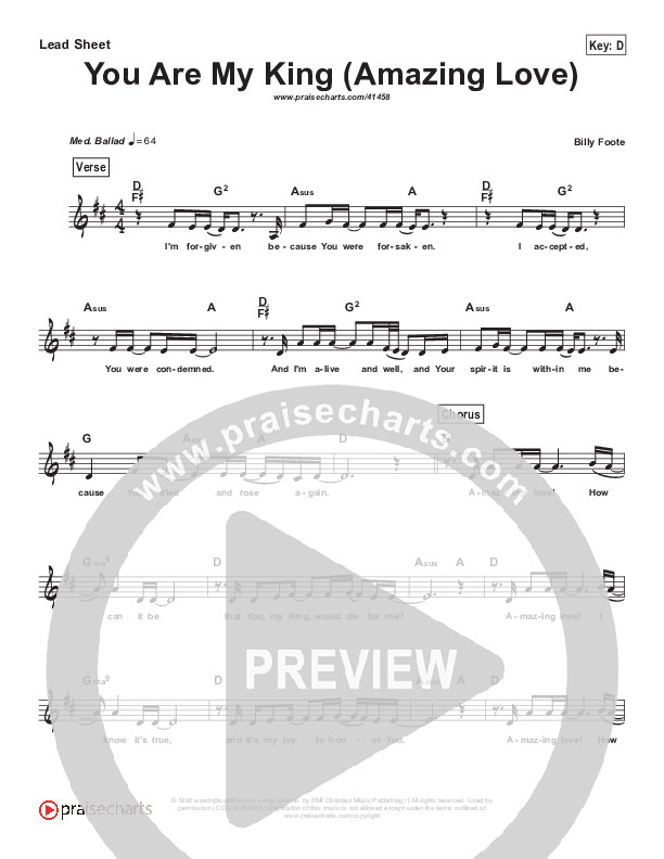 You Are My King (Simplified) Lead Sheet ()