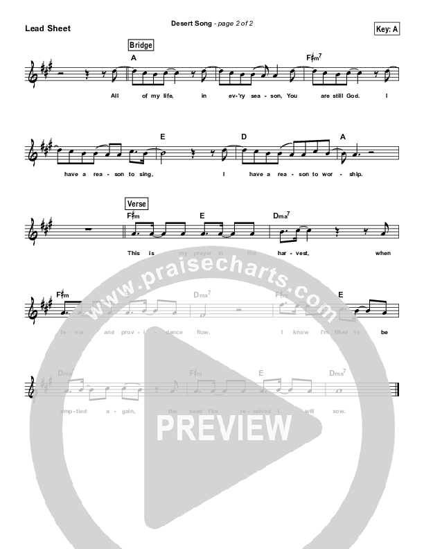 Desert Song (Simplified) Lead Sheet ()