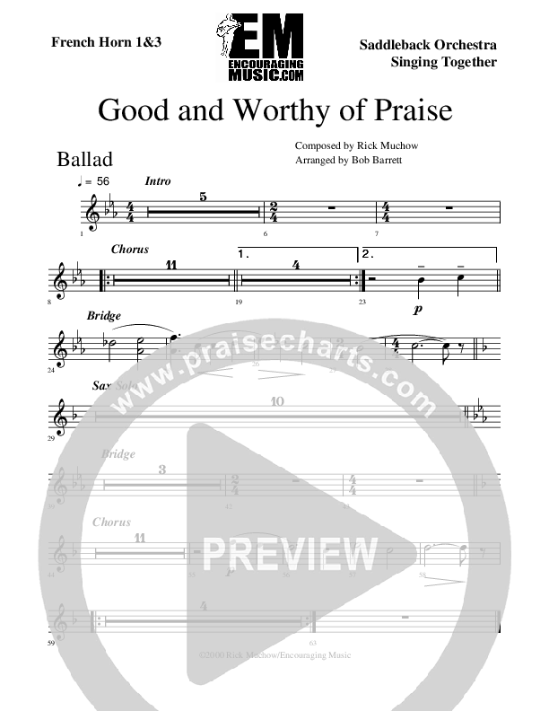 Good And Worthy Of Praise French Horn 1 (Rick Muchow)