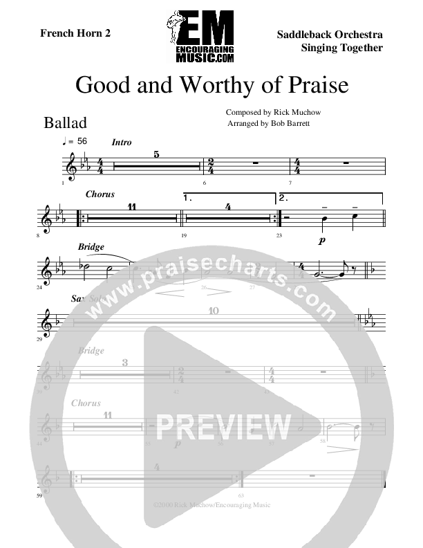 Good And Worthy Of Praise French Horn 2 (Rick Muchow)