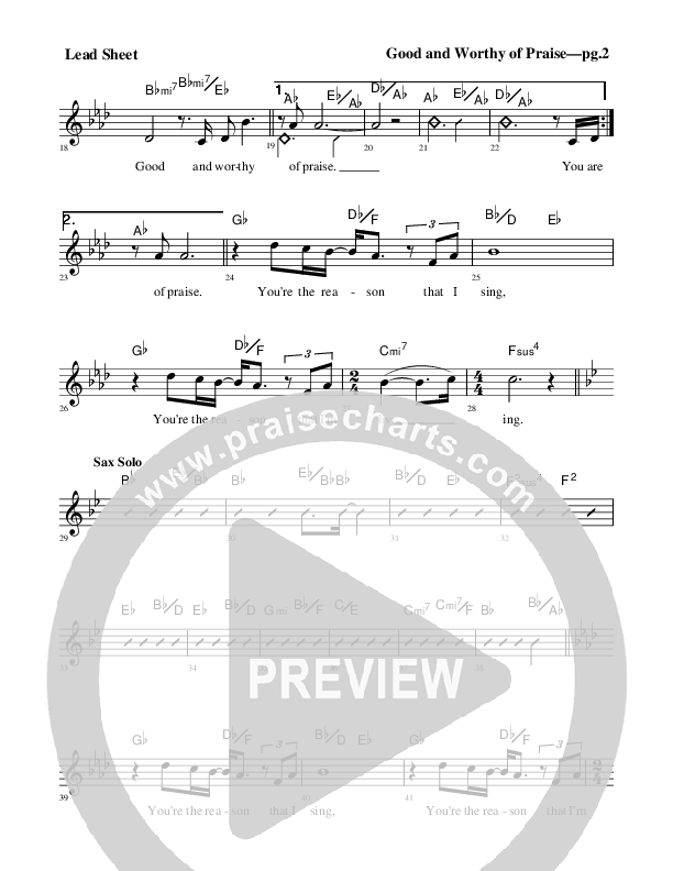 Good And Worthy Of Praise Lead Sheet (Rick Muchow)