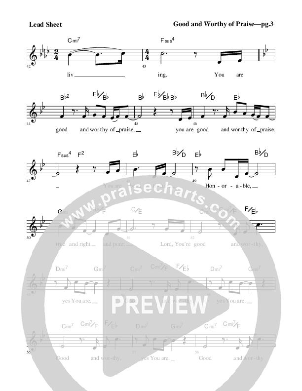 Good And Worthy Of Praise Lead Sheet (Rick Muchow)