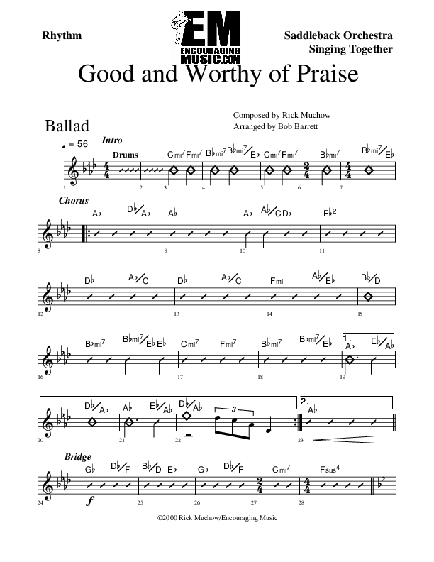Good And Worthy Of Praise Rhythm Chart (Rick Muchow)