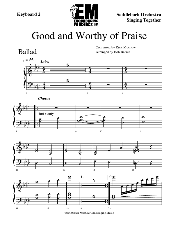Good And Worthy Of Praise Synth (Rick Muchow)
