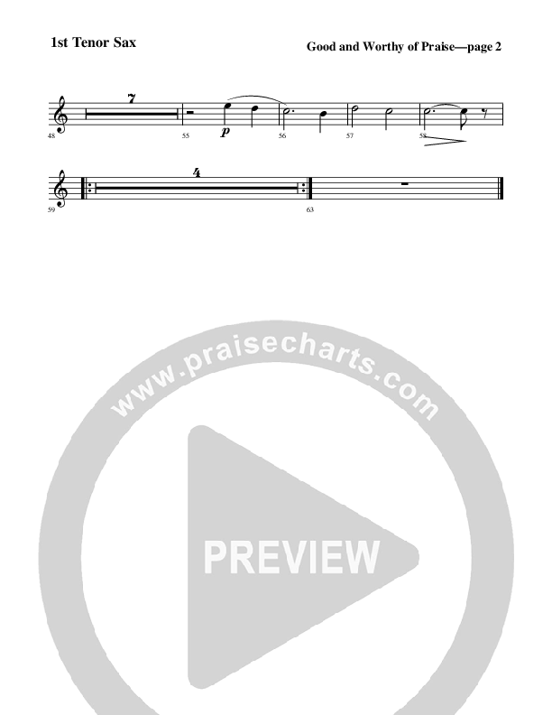 Good And Worthy Of Praise Tenor Sax 1/2 (Rick Muchow)