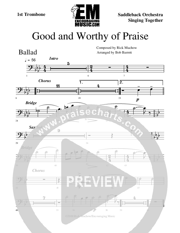 Good And Worthy Of Praise Trombone 1 (Rick Muchow)