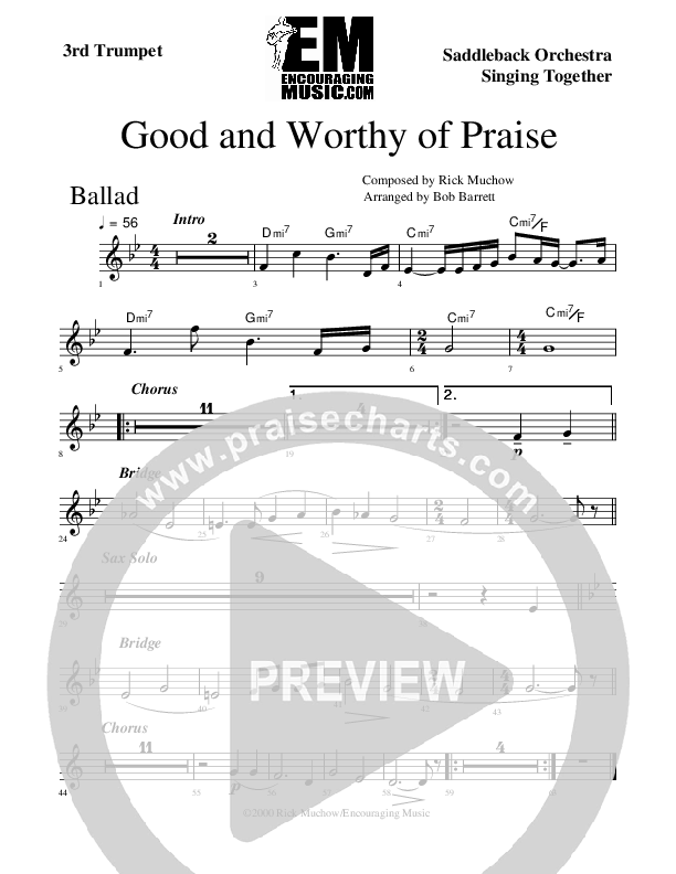 Good And Worthy Of Praise Trumpet 3 (Rick Muchow)