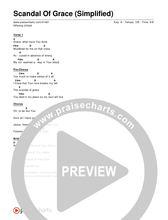 Scandal Of Grace (Simplified) Chord Chart ()