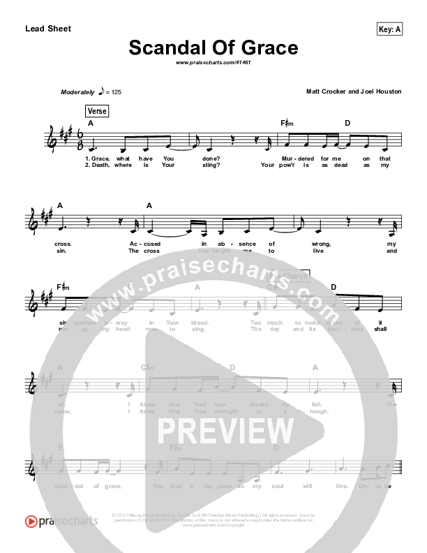 Scandal Of Grace (Simplified) Lead Sheet ()