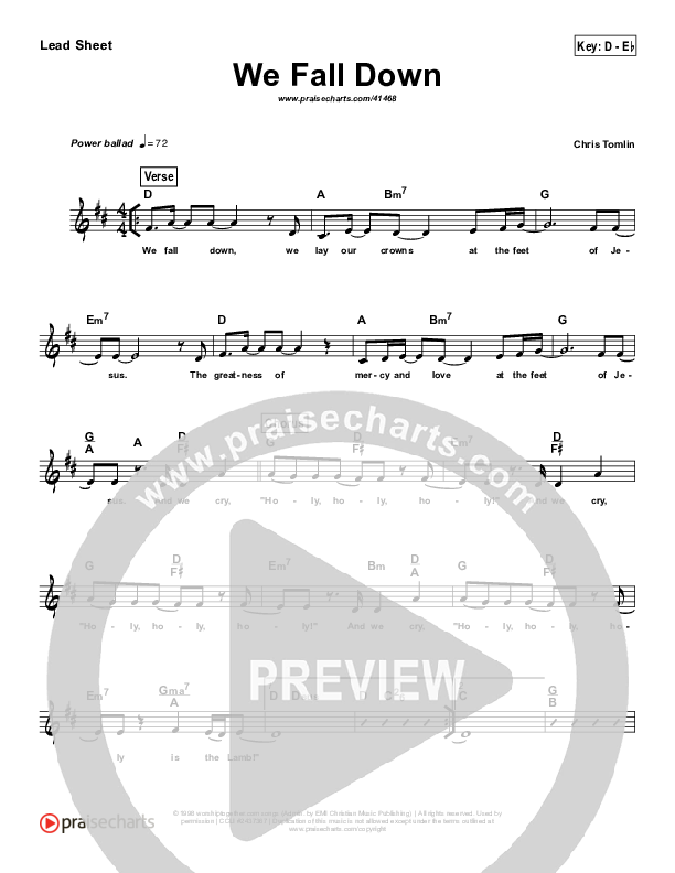 We Fall Down (Simplified) Lead Sheet (Chris Tomlin)