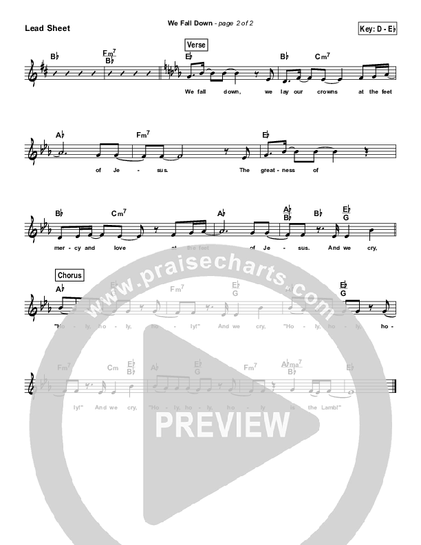 We Fall Down (Simplified) Lead Sheet (Chris Tomlin)