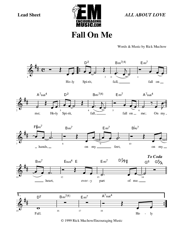 Fall On Me Lead Sheet (Rick Muchow)