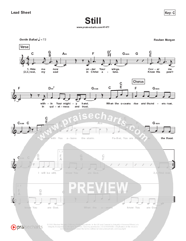 Still (Simplified) Lead Sheet (Hillsong Worship)
