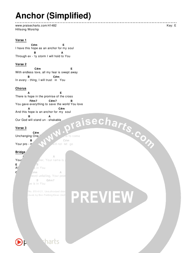 Anchor (Simplified) Chord Chart ()