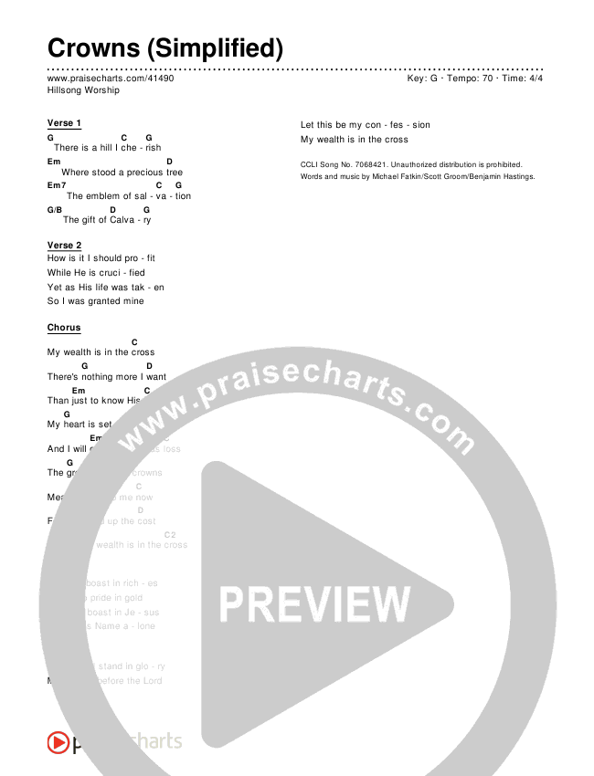 Crowns (Simplified) Chord Chart ()