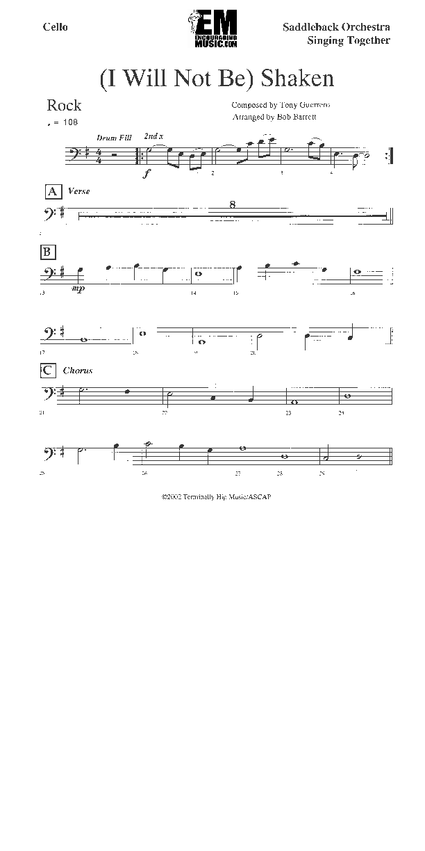 I Will Not Be Shaken Cello (Jadon Lavik)