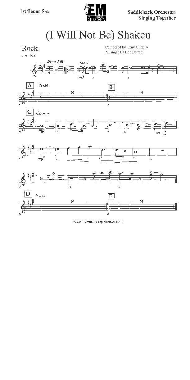 I Will Not Be Shaken Tenor Sax 1/2 (Jadon Lavik)