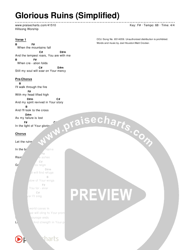 Glorious Ruins (Simplified) Chord Chart ()