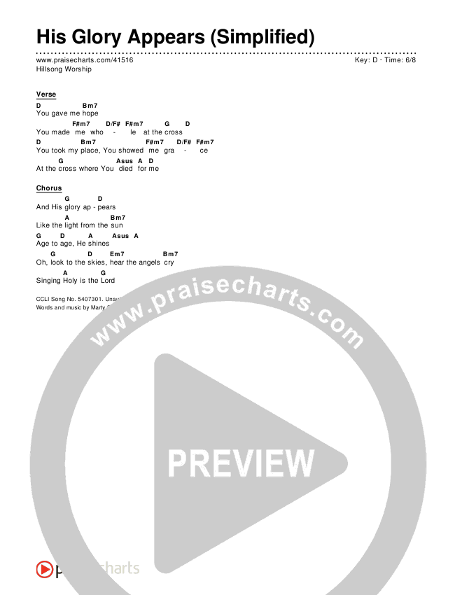 His Glory Appears (Simplified) Chord Chart ()